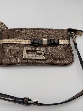 Vintage Y2K Guess Satine Boudoir Impulse Crossbody/Clutch Bag Brown Patent Glam